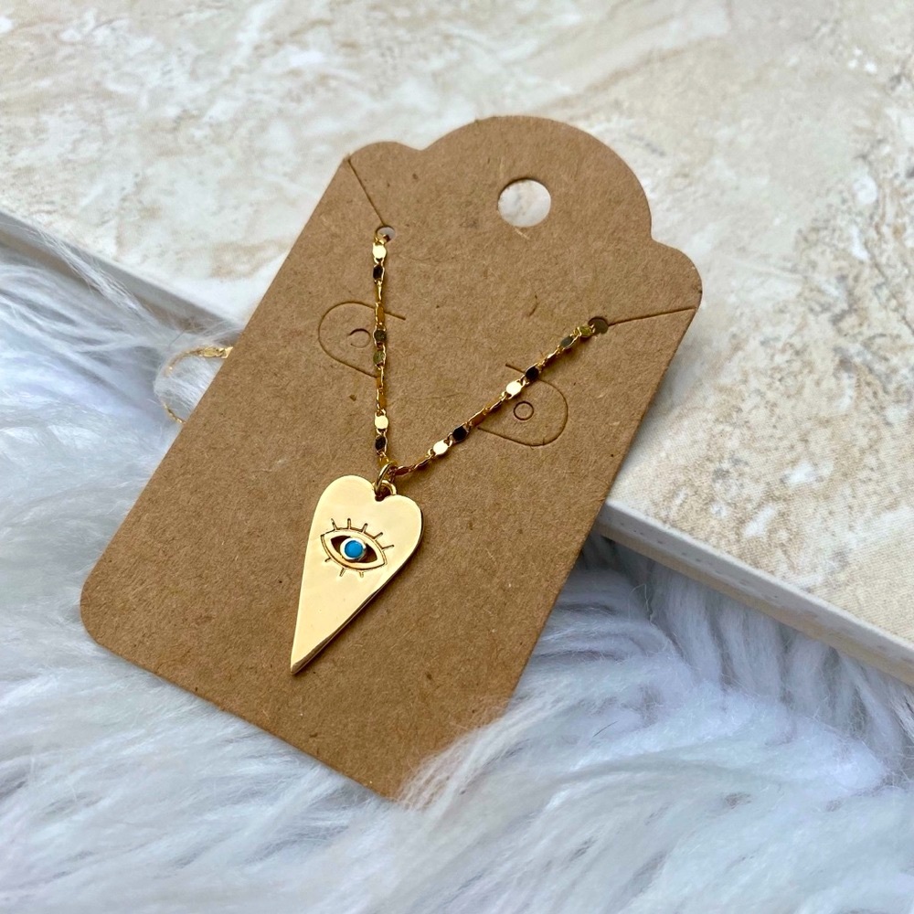 Gold Heart Turquoise Eye Necklace